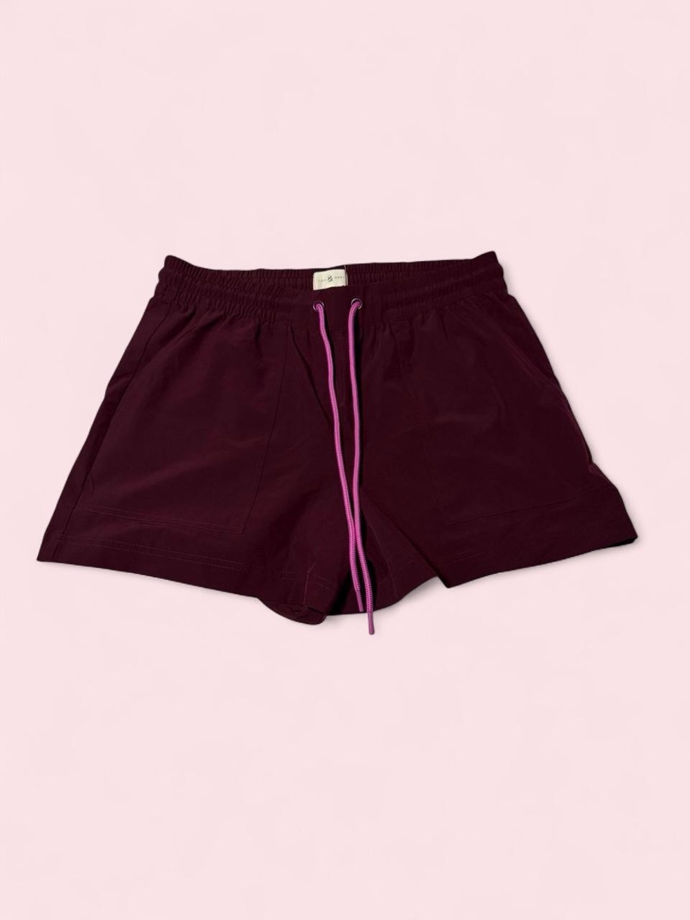 Lou & Grey Maroon Athletic Shorts with Pinkish purple Drawstring